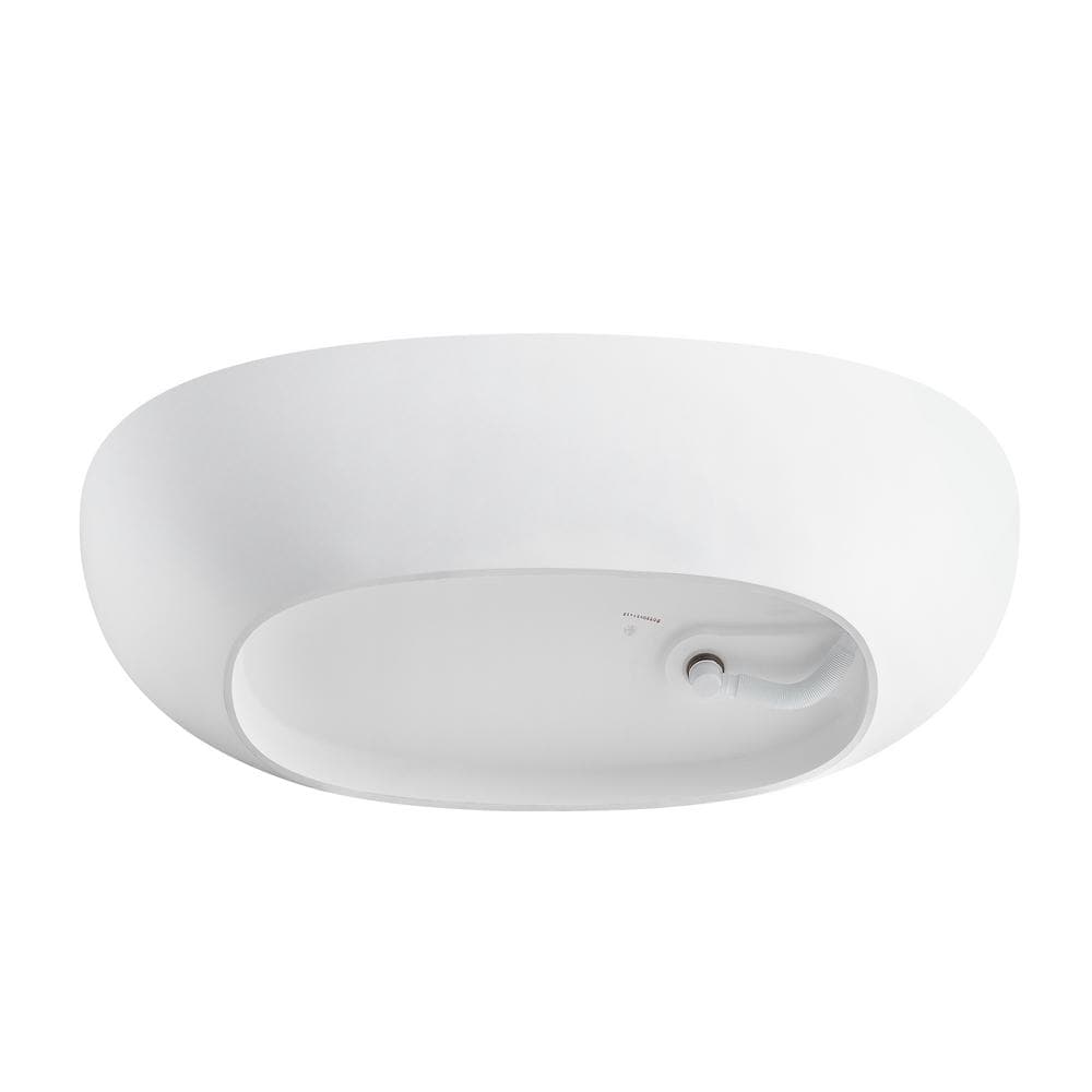 65" Gloss White Stone Resin Double Slipper Freestanding Bathtub