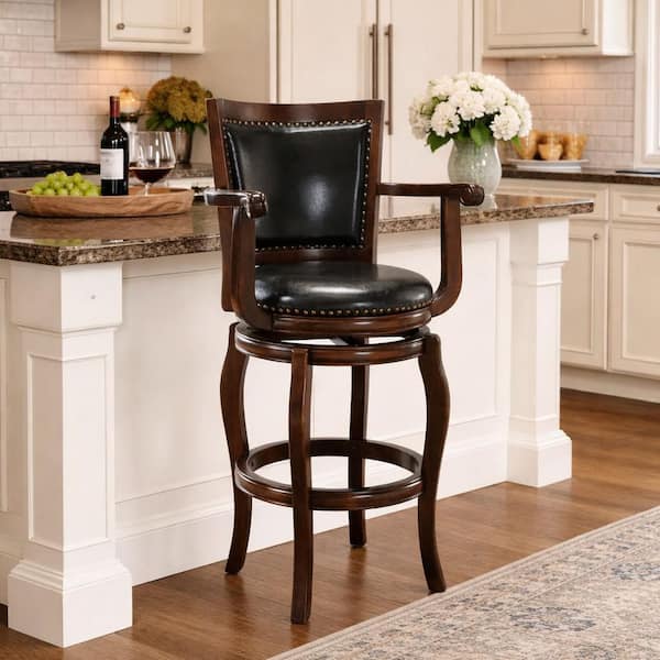 Jones 45 in. H Cappuccino High Back Wood 29 in. Barstool