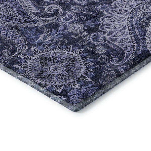 Mayfield Premium Machine Washable Abstract AMF1078 Navy 9 ft. x 12 ft. Area Rug