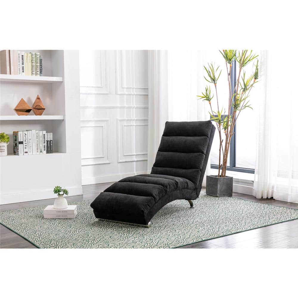 Black Polyester Upholstered Metal Frame Ergonomical 140° Backrest