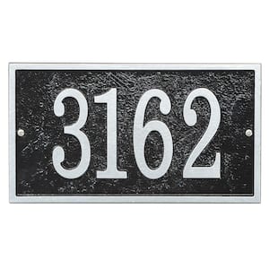 Fast and Easy Rectangle House Number Plaque, Black/Silver