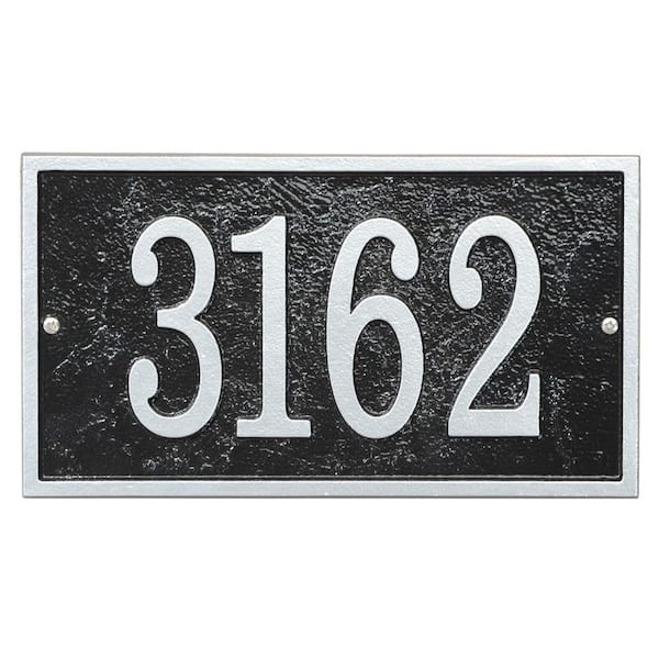 Whitehall Products Fast and Easy Rectangle House Number Plaque, Black/Silver