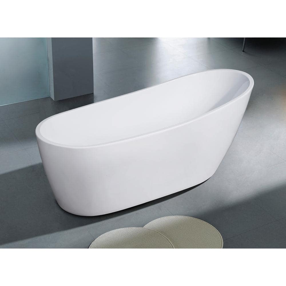 68'' White Freestanding Acrylic Soaking Bathtub