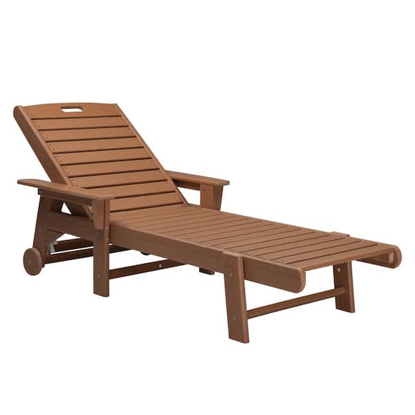 Teak Plastic Adjustable Outdoor Chaise Lounge