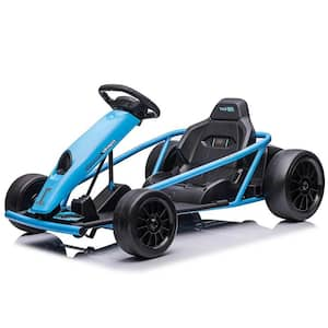 24V Kids Riding Kart, 8MPH Drift Electric Car with Music and Speakers, 9Ah Large Battery, Blue