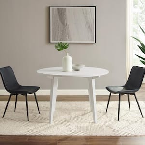 Scandinavian White Wood 45 in. 4-Leg Dining Table, Seats 4