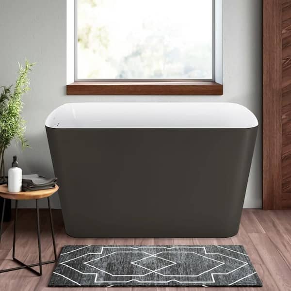 Unbranded 47 in. Acrylic Flatbottom Freestanding Non-Whirlpool Bathtub in Gray