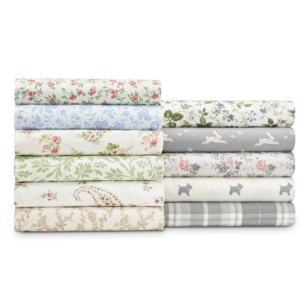 Gray Plaid Cotton Flannel Queen Sheet Set with Deep Pockets