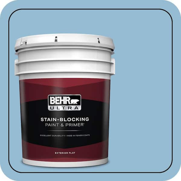 BEHR ULTRA 5 gal. #M500-3 Blue Chalk color Flat Exterior Paint & Primer