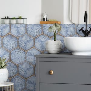 Gaudi React Hex Marina 8-5/8 in. x 9-7/8 in. Porcelain Floor and Wall Take Home Tile Sample