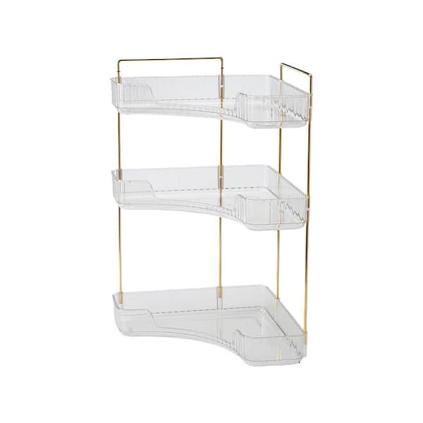 White 3-Tier Corner Bathroom Counter Organizer Storage Shelf for Makeup, Space-Saving Countertop Tray Fits Bathroom