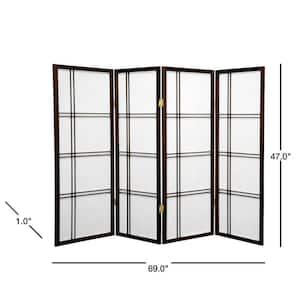 4 ft. Short Double Cross Shoji Screen - Walnut - 4 Panels