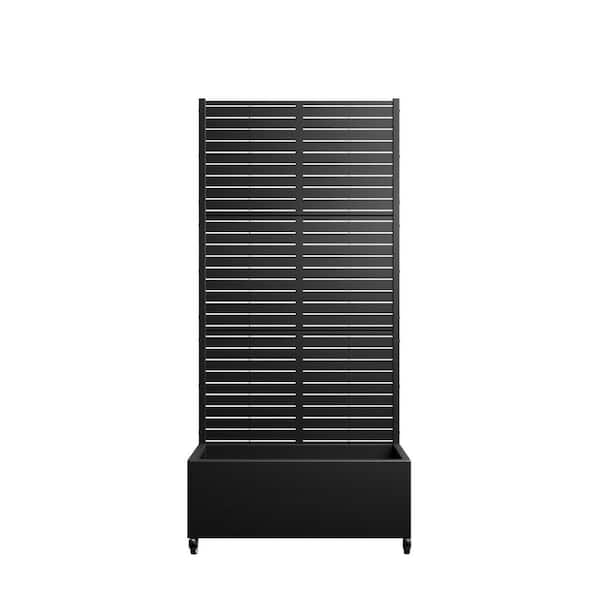 6 ft. H x 3 ft. W Metal Planter Box Privacy Screen Garden Bed with Trellis and Wheels-Black