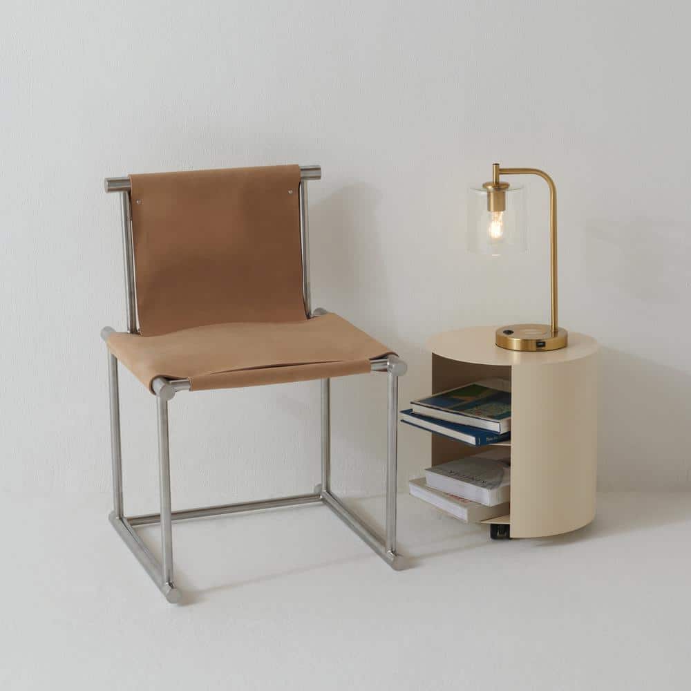 Elizabeth Brass and Glass 16" Desk Lamp with USB and Wireless Charging