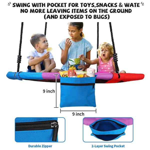 MISOPILY Black 40 in. Saucer Tree Swing with Zipper Pocket 900LBS