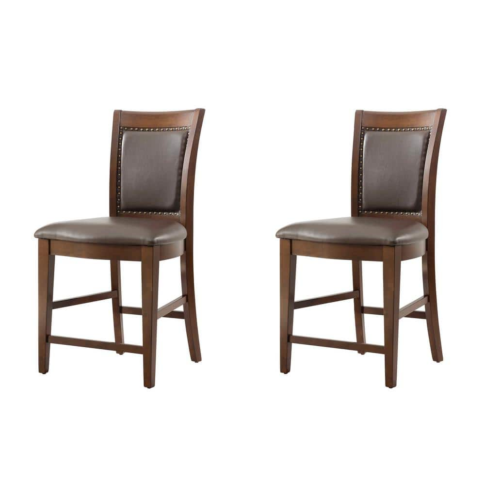 Pruitt Walnut Counter Side Chair Set DPS100SC - The Home Depot