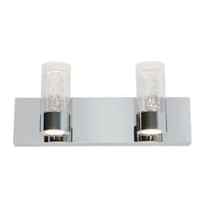 Essence 15.9 in. 2-Light Chrome LED Modern Bath Vanity Light Bar for Bathroom
