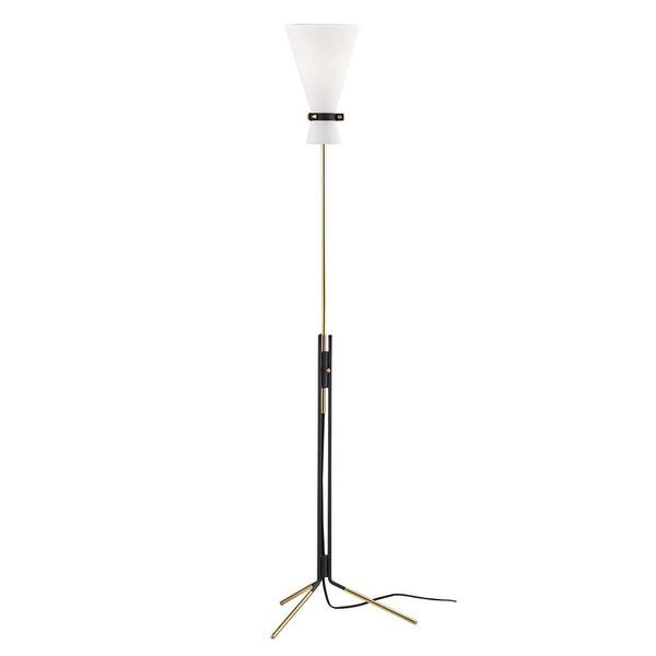 MITZI HUDSON VALLEY LIGHTING Julia 52 in. Aged Brass/Black Torchiere Floor Lamp