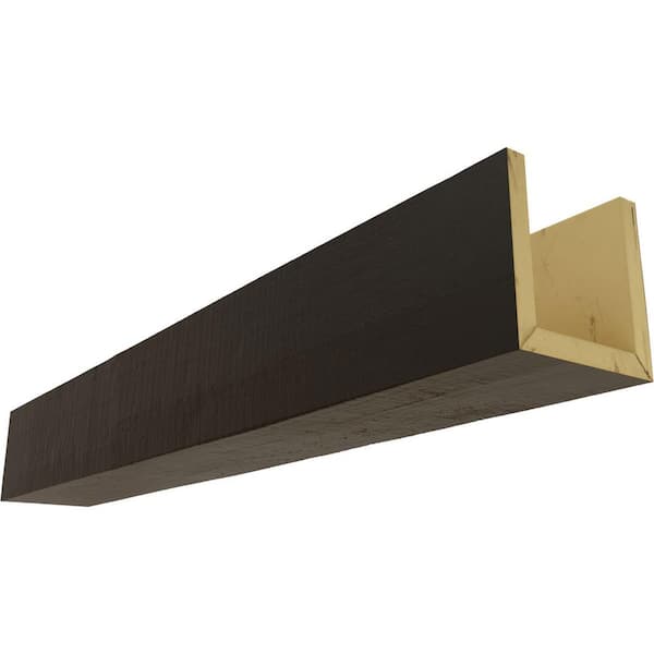 Ekena Millwork 6 in. W x 4 in. H x 8 ft. L 3-Sided (U-beam) Rough Cedar Endurathane Faux Wood Ceiling Beam, Natural Ash