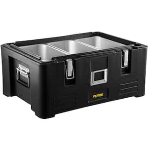 Insulated Food Pan Carrier 36 Qt. Capacity Stackable Catering Hot Box Top Load Food Warmer for Restaurant Canteen, Black