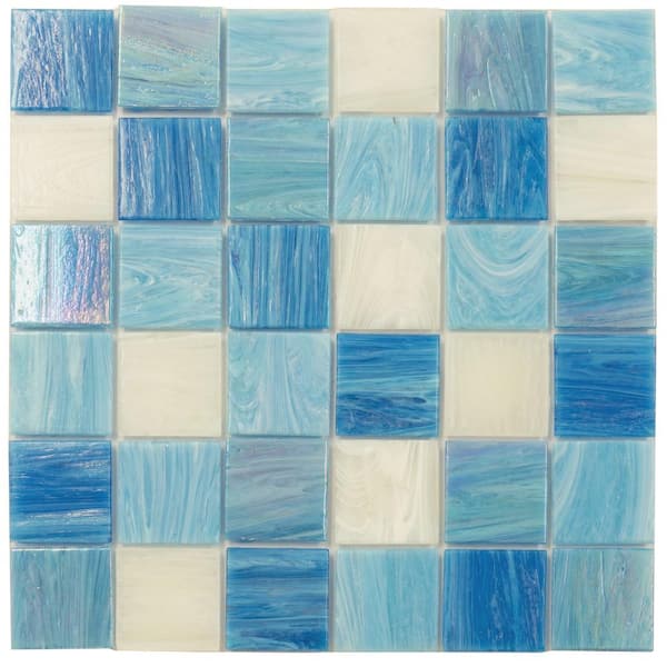 Apollo Tile Mingles 4" x 6" Glossy Blue and White Glass Mosaic Uniform square Wall and Floor Sample Tile 0.13 sq. ft./Piece (1-Pack)