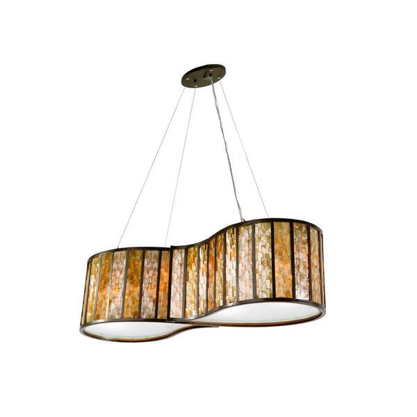 Varaluz Affinity 4-Light New Bronze Linear Pendant with Natural Capiz Shade