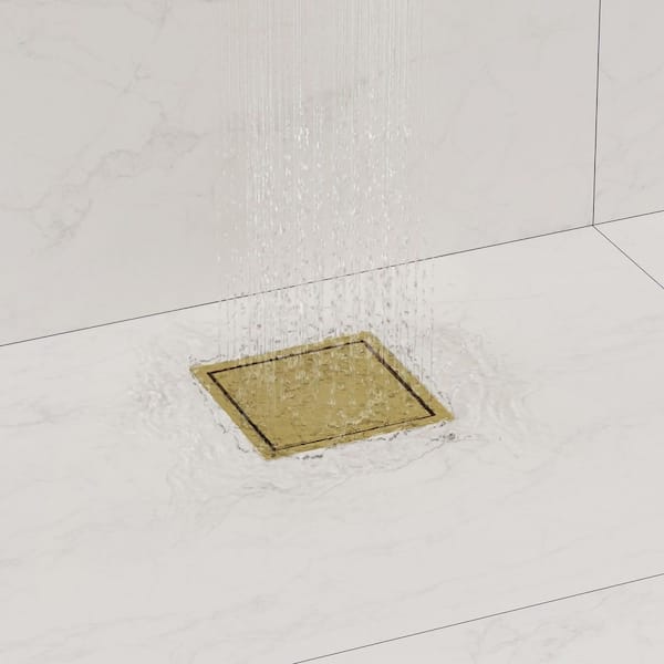 GRANDJOY 6 x 6 in. Square Stainless Steel Shower Bath Drain with