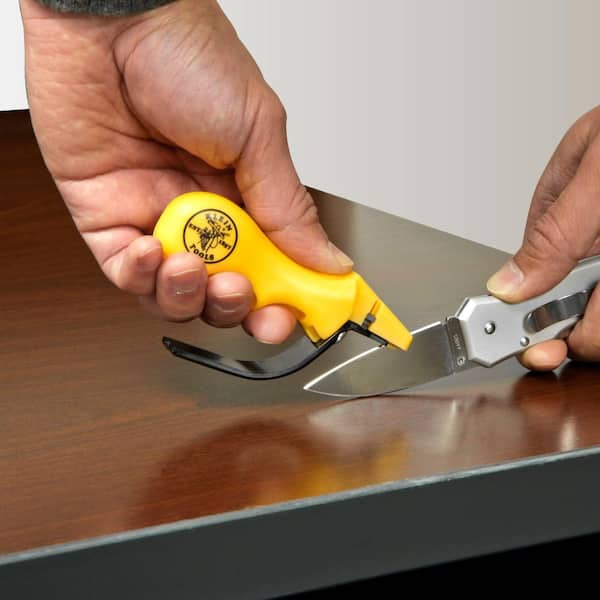 Klein Tools Electrical Scissors with Stripping Notches and Combination Knife and Scissors Sharpener Tool Set