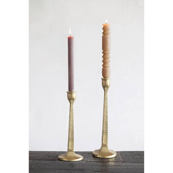 Modern Gold Geometric Taper Candle Holders (Set of 2)