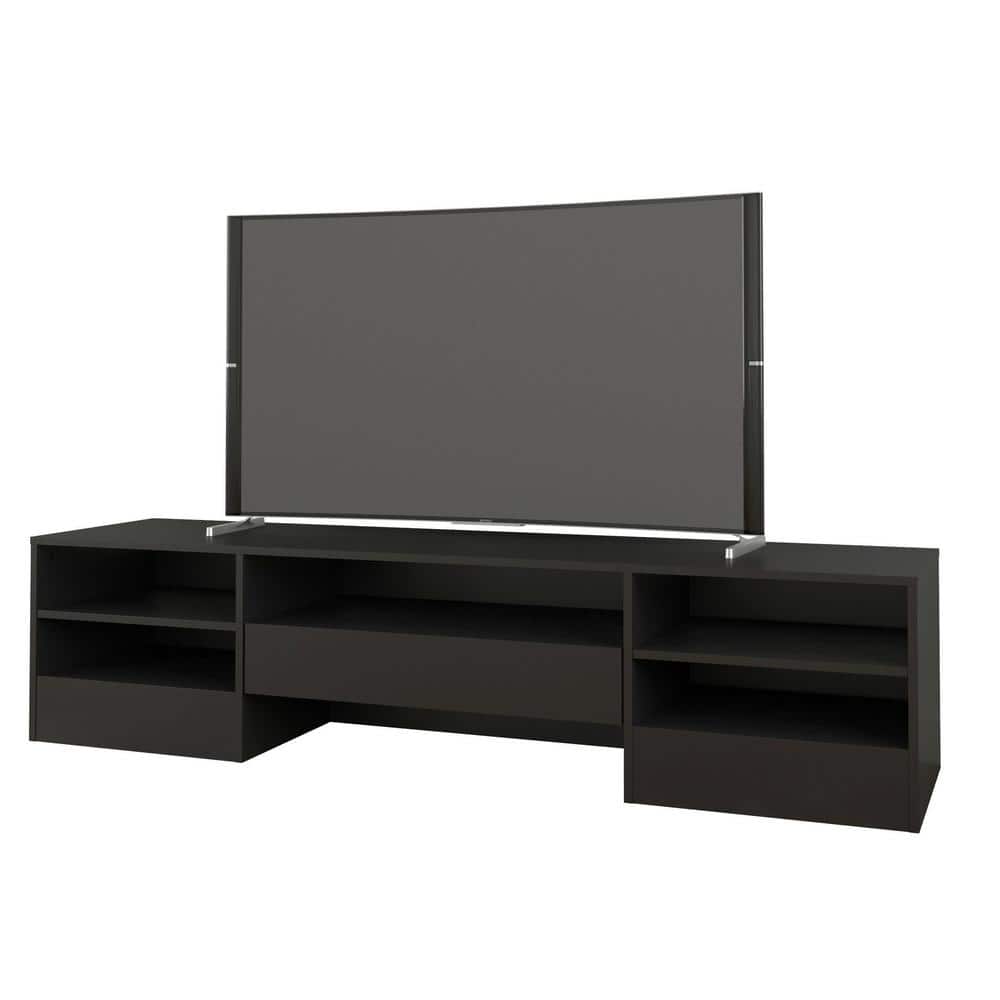 Nexera Rustik 72 in. Black 1Drawer TV Stand 109006 The Home Depot