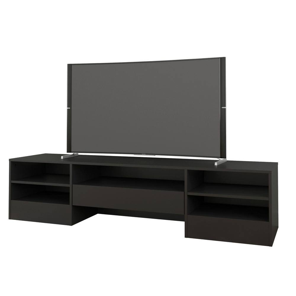 Rustik 72 in. Black 1Drawer TV Stand 109006 The Home Depot