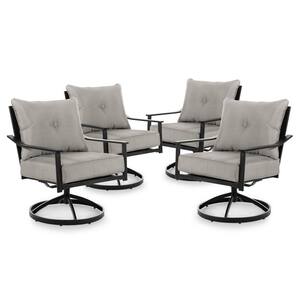 Segovia 360-Swivel Steel Outdoor Dining Chair with Gray Cushion (4-Pack)