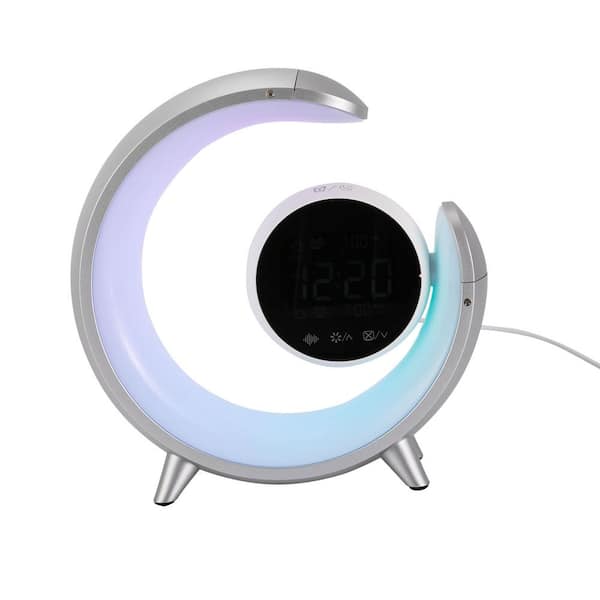 20-Watt Silver Creative Moon Shape Intelligent Dimmable Night Light for Bedside, Integrated LED light Included (1-Pack)