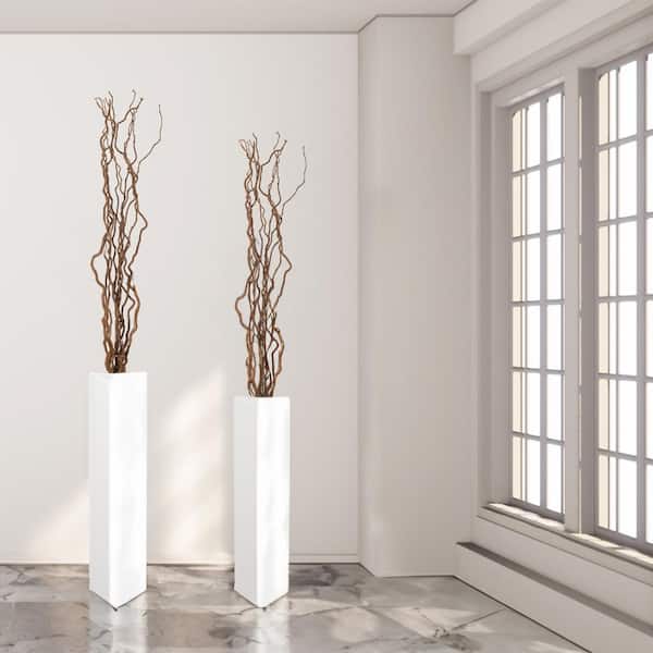 Uniquewise White Tall Rectangular Wooden Modern Floor Vase Uniquewise White Tall Rectangular Wooden Modern Floor Vase