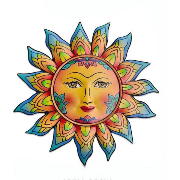 13 in. x 13 in. Metal Sun Flower Wall Decor Sculpture for Outdoor