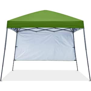 10 ft. x 10 ft. Green Pop Up Canopy Tent Slant Leg with 1 Sidewall and 1 Backpack Bag