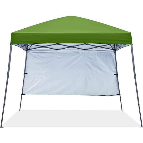 ABCCANOPY 10 ft. x 10 ft. Green Pop Up Canopy Tent Slant Leg with 1 Sidewall and 1 Backpack Bag