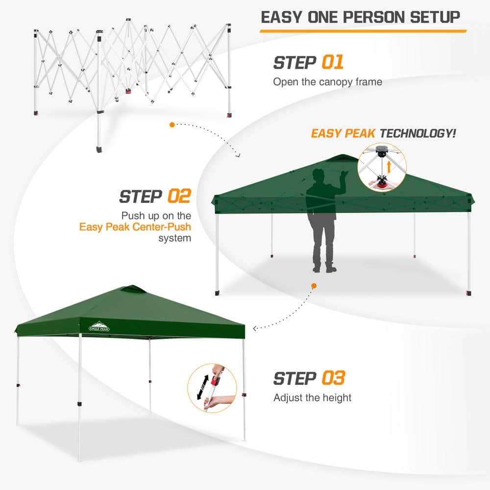 10 ft. Green Pop Up Canopy Tent with Adjustable Height