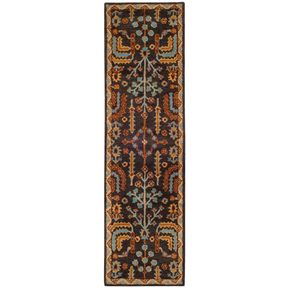 Heritage Charcoal and Multi Wool Hand-Tufted Runner Rug