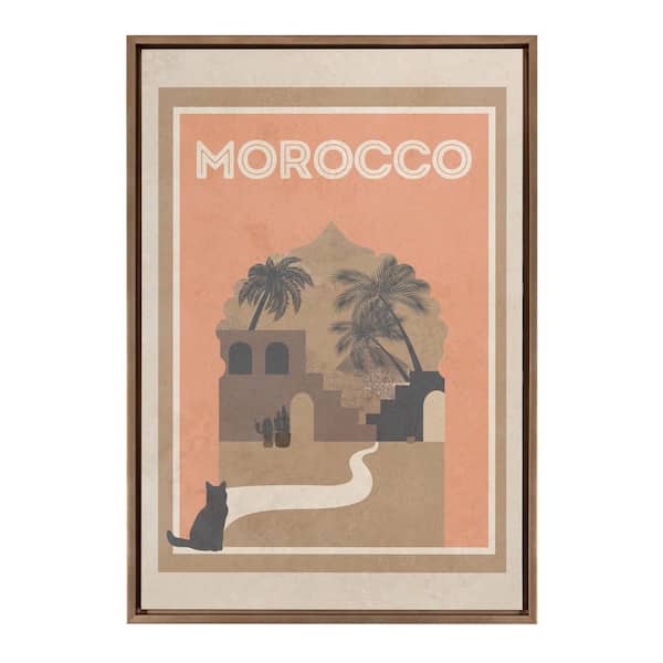 Kate and Laurel Sylvie Travel Poster Morocco No.2 by Chay O. Framed Canvas Culture Art Print 23 in. x 33 in .