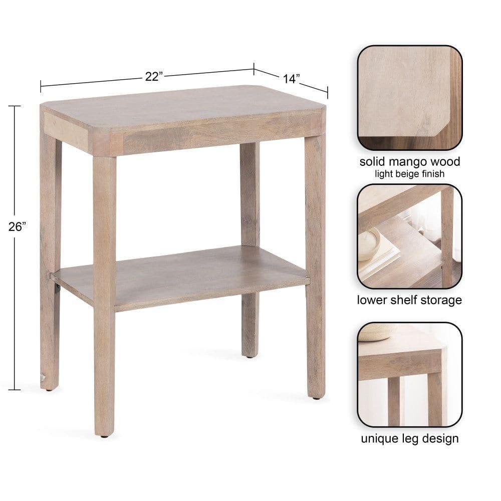 Talcott 22 in. Natural Rectangle Solid Wood End Table - thumbnail 5