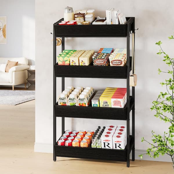 BYBLIGHT Eulas Black 29.13 in. 4-Tier Display Cabinet Basket