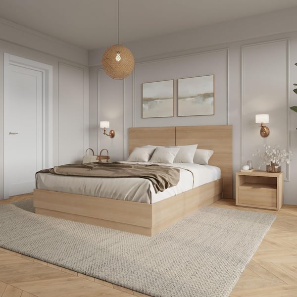 Dean 3-Piece Natural Blonde Oak Wood Full Size Bedroom Set