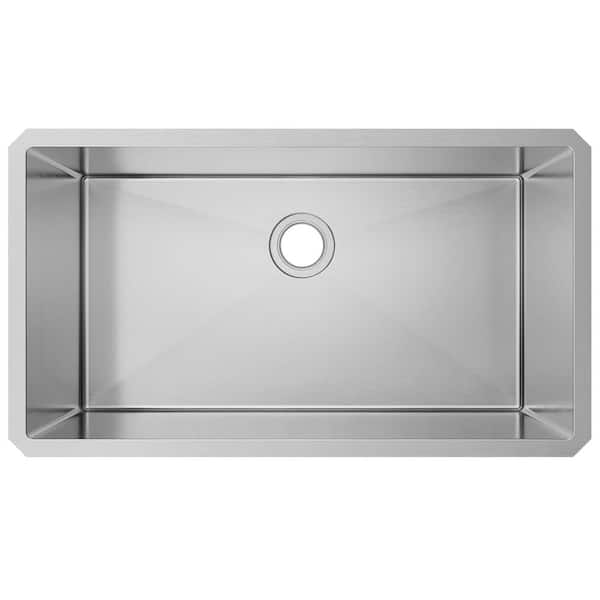 32 in x 19 in Undermount Single Bowl 18-Gauge Brushed Nickel Stainless Steel Kitchen Sink