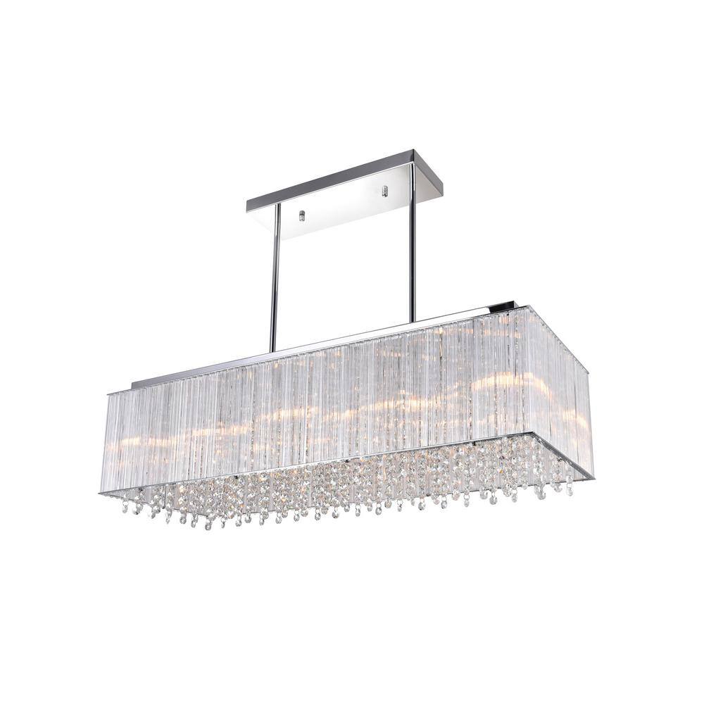 Spring Morning Chrome Drum Shade Chandelier with Crystal Beads