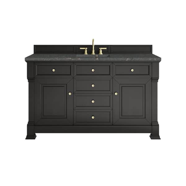 Brookfield 60.0 in. W x 23.5 in. D x 35.88 in. H Single Bath Vanity in Black Onyx with Parisien Bleu Quartz Top