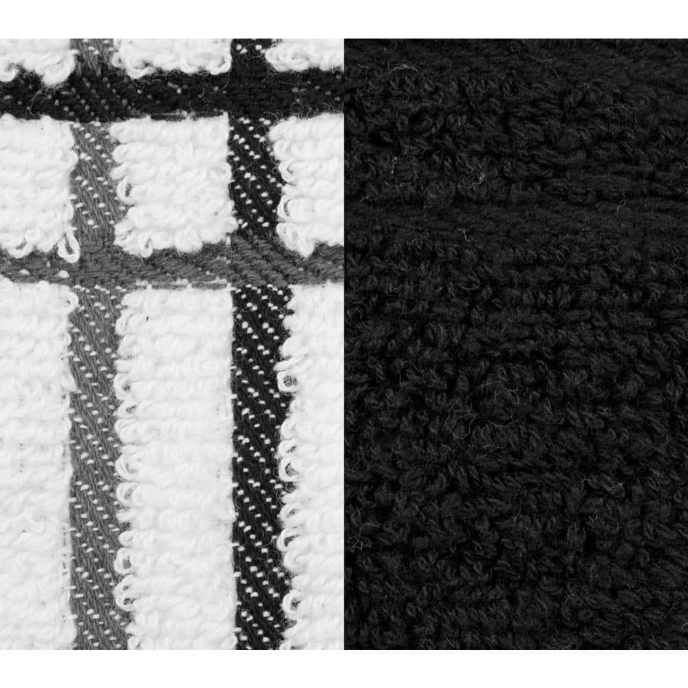 Noir and White Cotton Terry Dish Towel Set