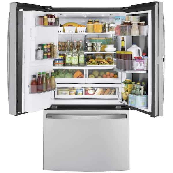 Ge Profile 27 7 Cu Ft French Door Refrigerator With Hands Free Autofill In Fingerprint Resistant Stainless Steel Pfd28kynfs The Home Depot