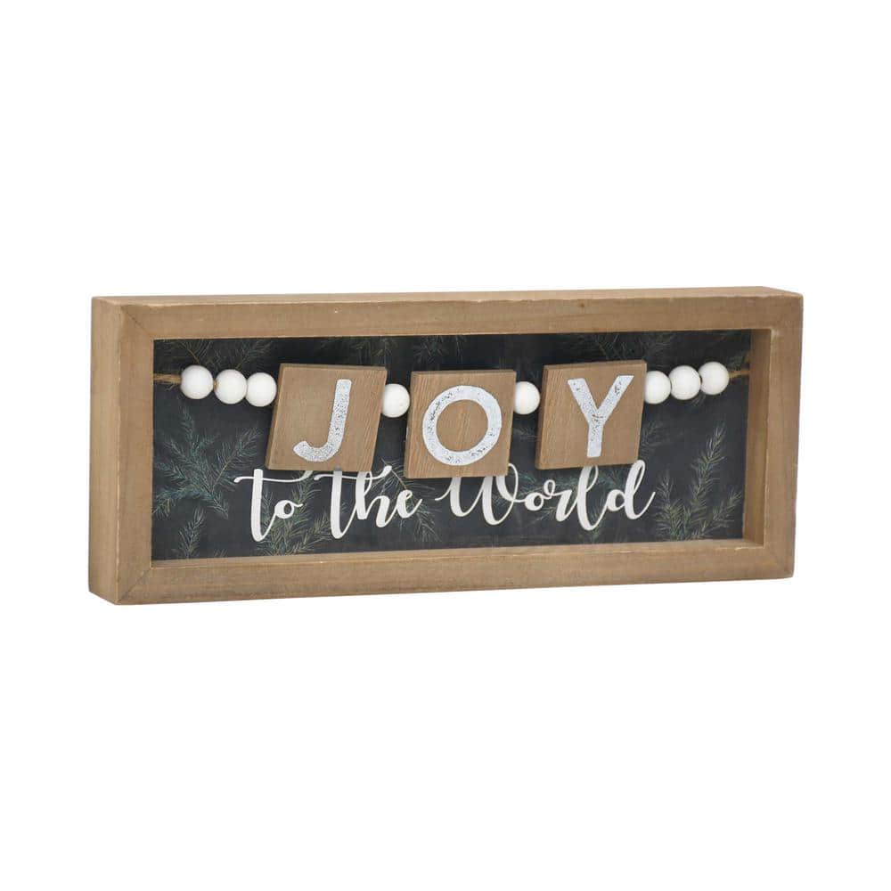 4.75 in. Brown and Black Wood Tabletop Christmas Wood Sign - Joy To the World price history on PriceWatchPro