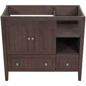 36 in. W x 18.03 in. D x 32.13 in. H Bath Vanity Cabinet without Top in Brown, Storage Cabinet with Doors and Drawers
